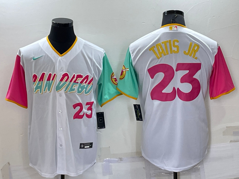 Men's San Diego Padres #23 Fernando Tatis Jr. 2022 White City Connect Cool Base Stitched Jersey